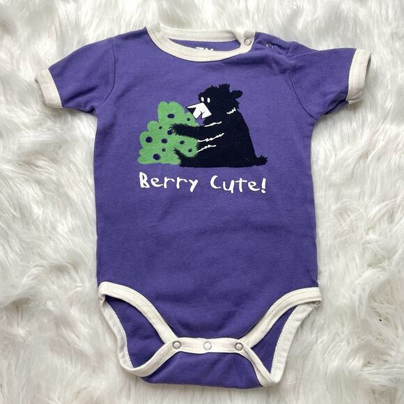 Lazy One Baby Bodysuit 18 M Purple Bear Berry Cute Funny Graphic Made In India - Picture 1 of 4